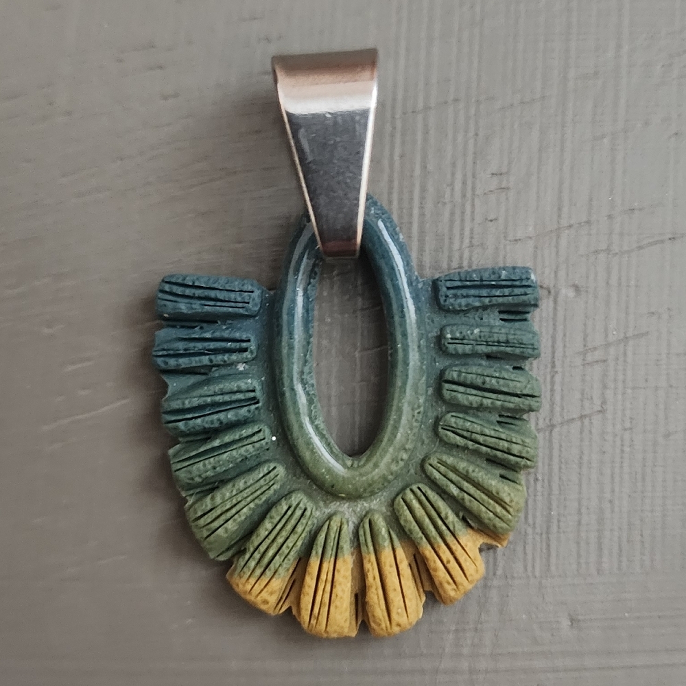 Multicolor Clay Pendant with Gradient Design - Picture 1 of 3